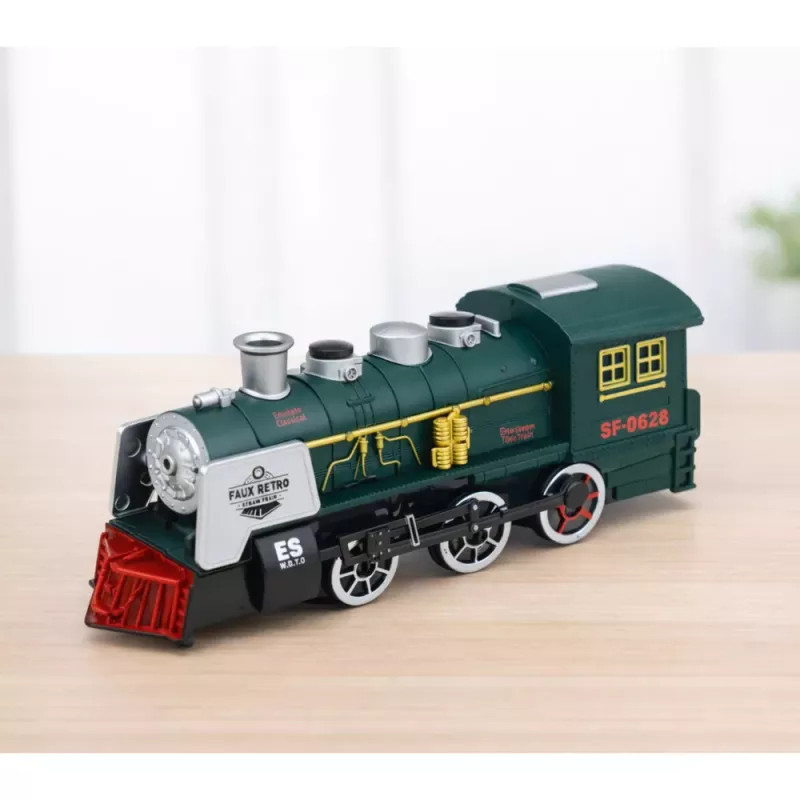 LEAN TOYS Locomotiva Classica Sensore Ostacoli Fumo Luce Suono Verde
