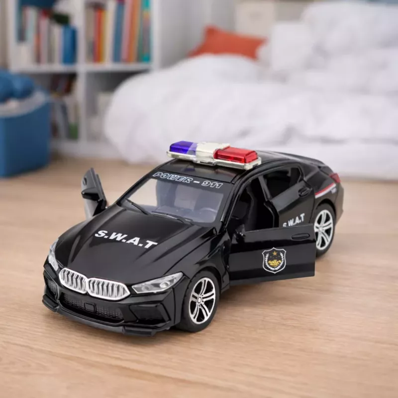 LEAN TOYS Auto Unità Speciale SWAT Porte Apribili Trazione Luci Suoni Nero