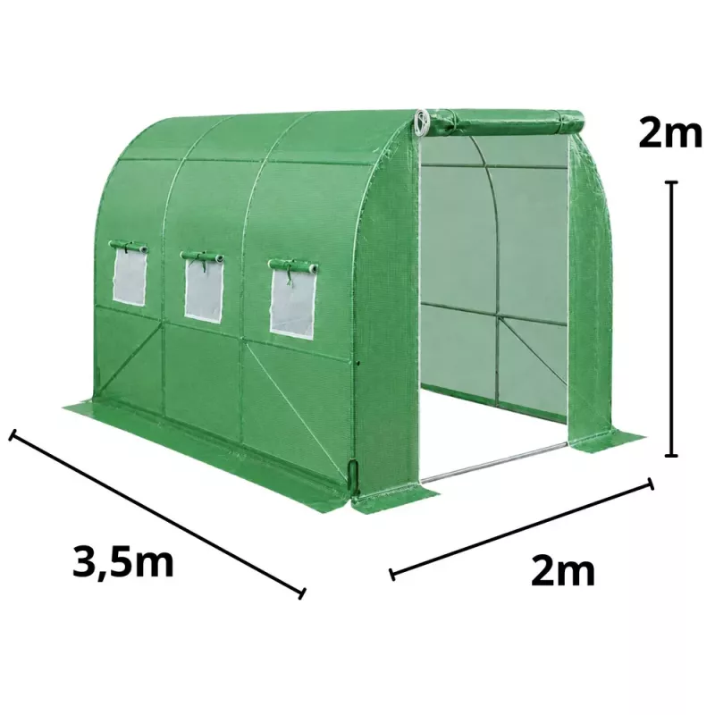 LEAN Serra per ortaggi, finestre verdi UV, 3,5x2x2 m, 7 m²