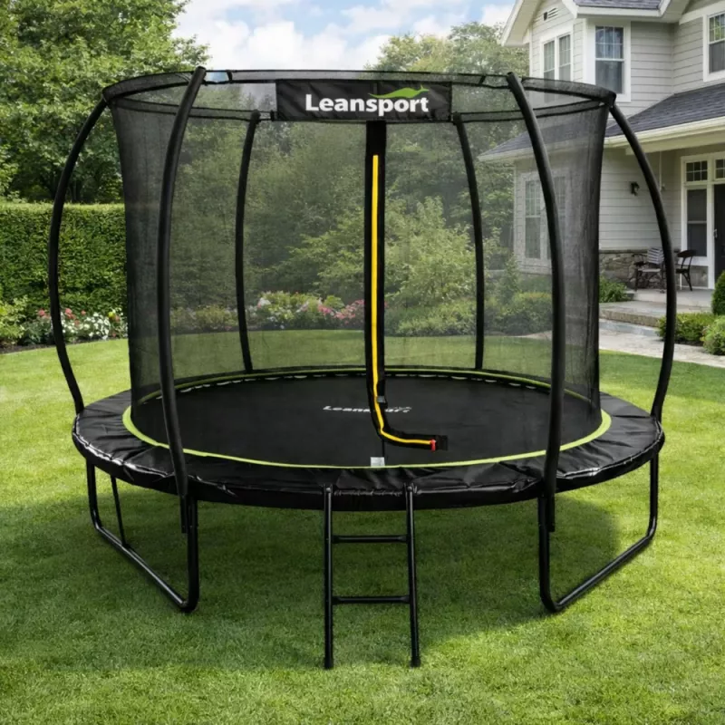 LEAN SPORT LEAN Trampolino da giardino con rete interna nero e verde 252CM 8FT