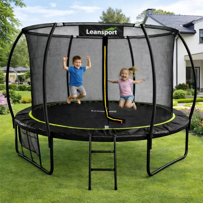 LEAN SPORT LEAN Trampolino da giardino con rete interna nero e verde 252CM 8FT