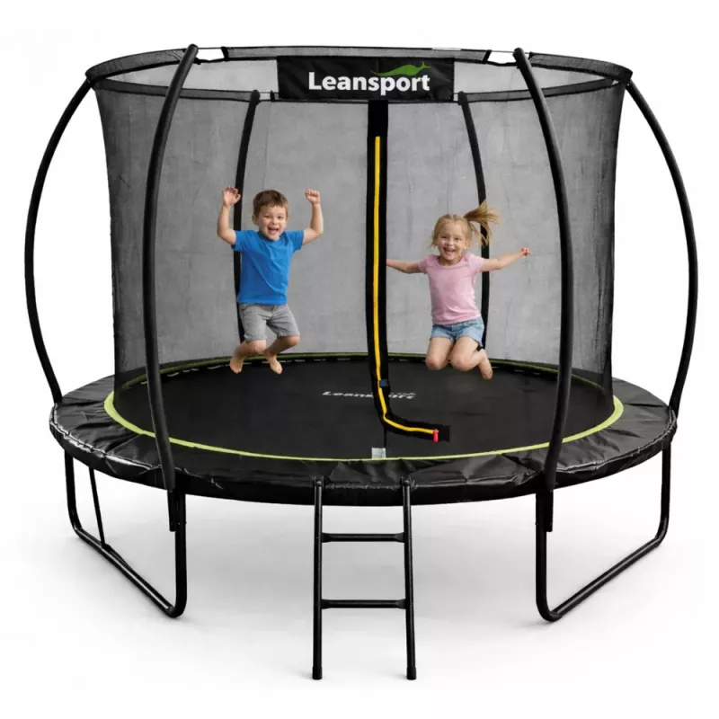 LEAN Sport Trampolino da giardino con rete interna nero e verde 305CM 10FT