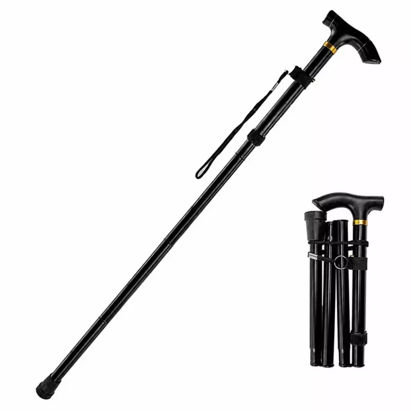 LEAN Bastone da Passeggio Telescopico Pieghevole Regolabile in Alluminio per Anziani Nero 85-95cm