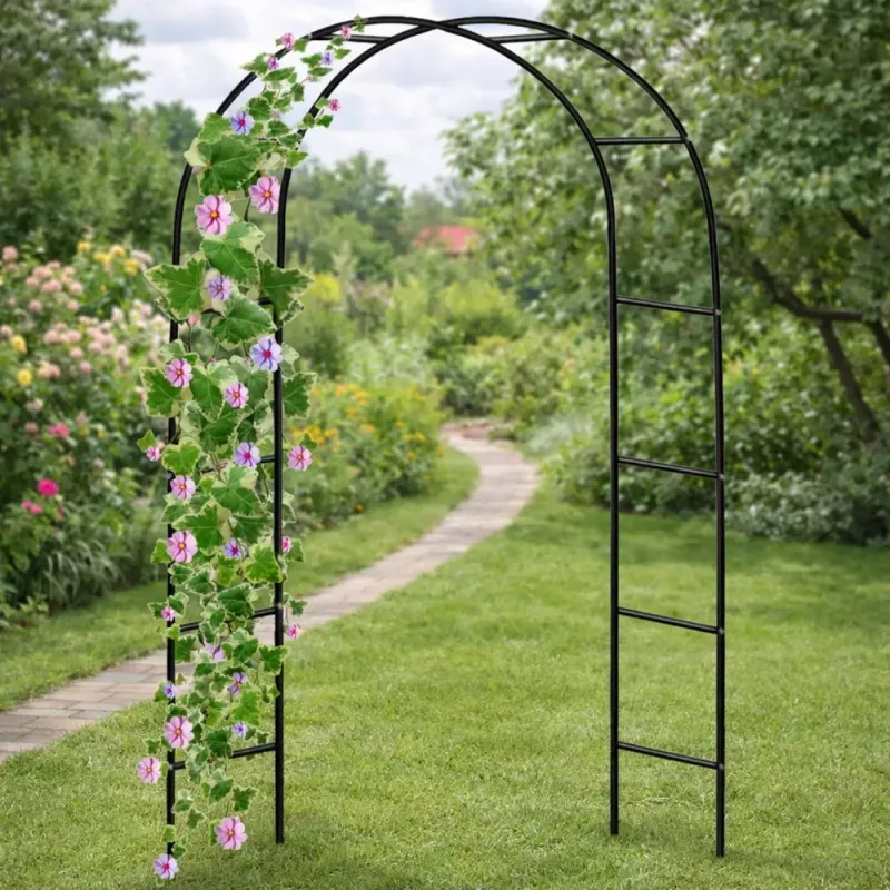 LEAN Pergola da giardino in metallo per piante, supporto rampicante, arco 240x140 cm