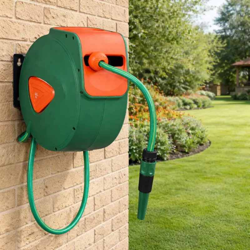LEAN Avvolgitubo automatico da parete con tubo da giardino 20m + 2m
