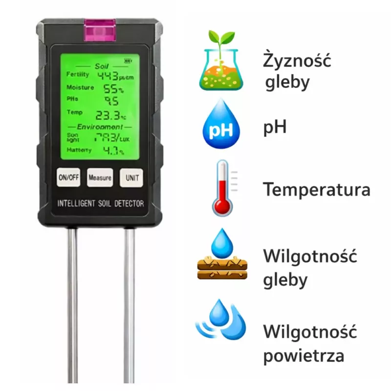 LEAN Misuratore di umidità per piante igrometro da terreno 6in1 temperatura luce PH
