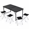 LEAN Set mobili da campeggio tavolo pieghevole 4 sgabelli nero valigia