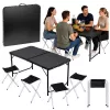 LEAN Set mobili da campeggio tavolo pieghevole 4 sgabelli nero valigia