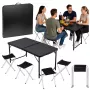 LEAN Set mobili da campeggio tavolo pieghevole 4 sgabelli nero valigia