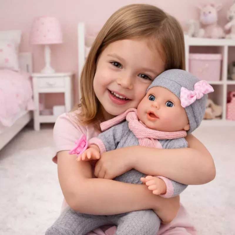 LEAN TOYS Bambola neonato accessori cura pipì biberon vasino 35 cm