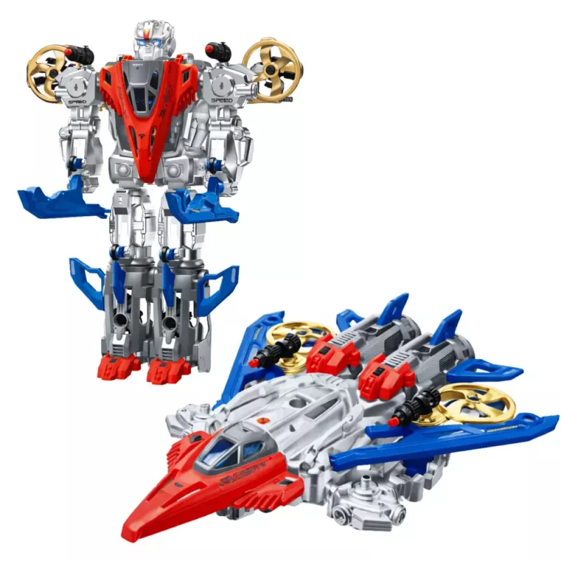 LEAN TOYS Robot Fighter Combat 2 in 1 luci suoni rosso-blu 29 pz.