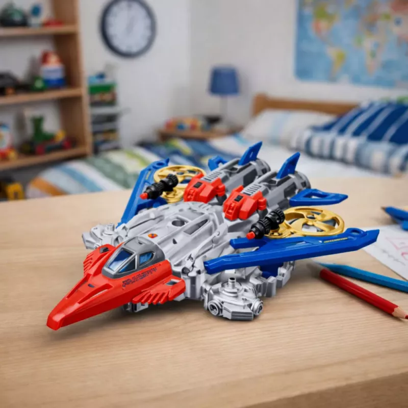 LEAN TOYS Robot Fighter Combat 2 in 1 luci suoni rosso-blu 29 pz.