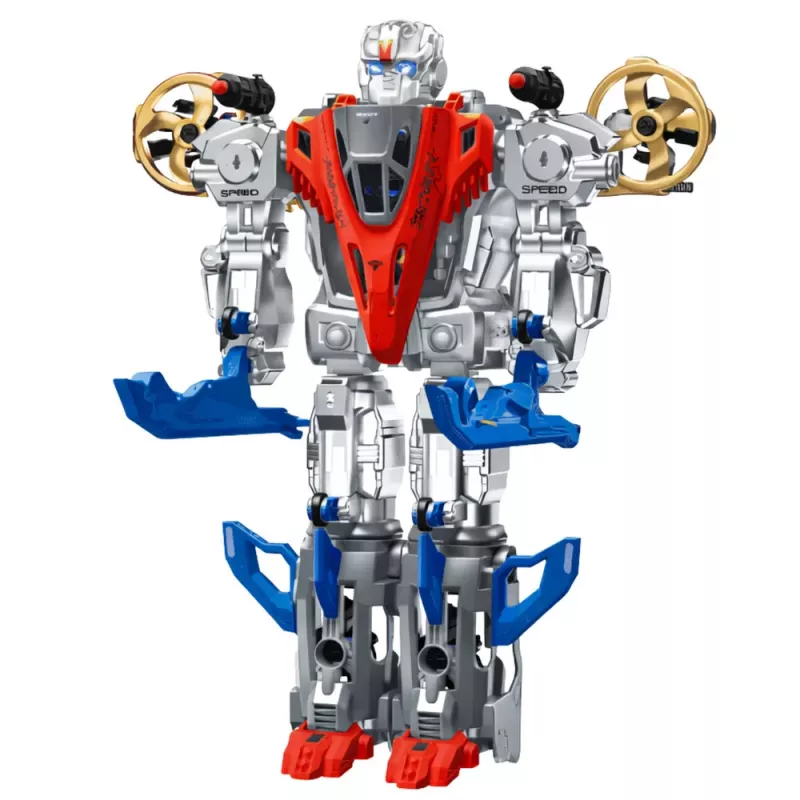 LEAN TOYS Robot Fighter Combat 2 in 1 luci suoni rosso-blu 29 pz.