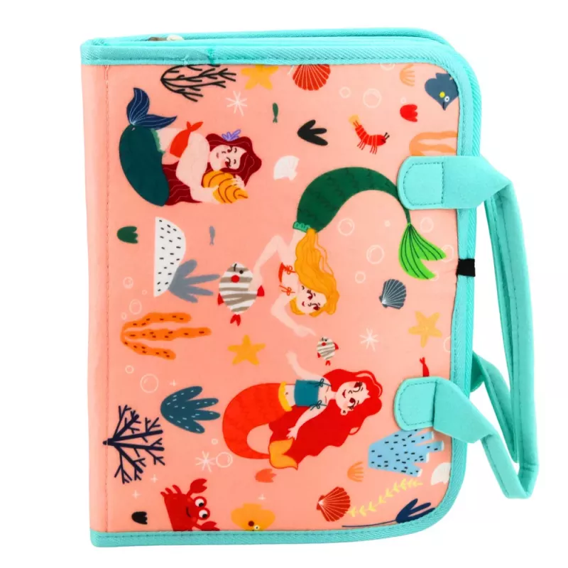 LEAN TOYS Libro tattile in feltro, educativo, sensoriale, valigia sirena