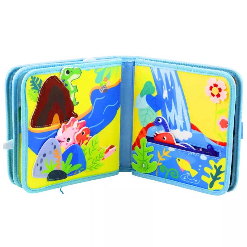 LEAN TOYS Libro sensoriale educativo 3D in feltro dinosauri