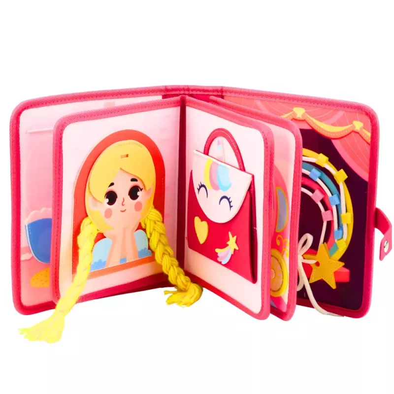 LEAN TOYS Libro sensoriale educativo 3D in feltro principessa rosa