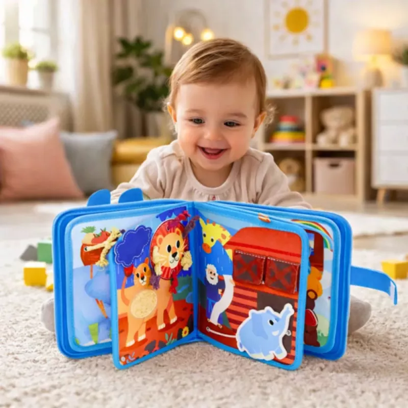 LEAN TOYS Libro sensoriale educativo 3D in feltro animali arca di Noè