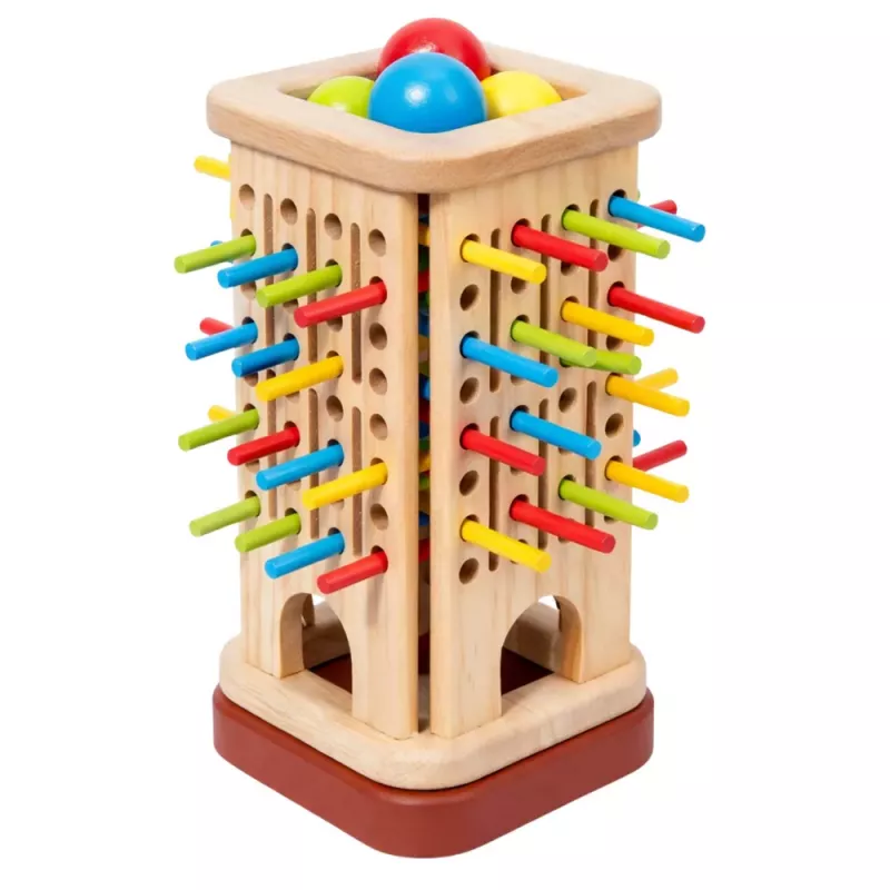 LEAN TOYS Gioco di abilità in legno Torre Bastoncini Palle Dadi 37 pezzi