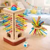 LEAN TOYS Gioco di abilità in legno Torre Bastoncini Palle Dadi 37 pezzi