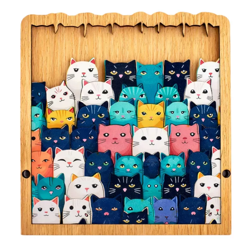 LEAN TOYS Puzzle in legno Gattino Gioco educativo Puzzle con cornice e sacchetto 62 pezzi
