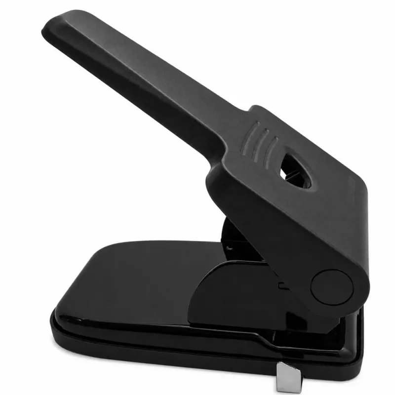 LEAN Perforatore da ufficio manuale a due fori in metallo, 65 fogli, nero