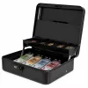 LEAN Cassaforte in metallo con codice per denaro, banconote, documenti, nera 30x24 cm