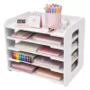 LEAN TOYS Organizer da scrivania in legno, ripiani per documenti A4, bianco