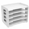 LEAN TOYS Organizer da scrivania in legno, ripiani per documenti A4, bianco