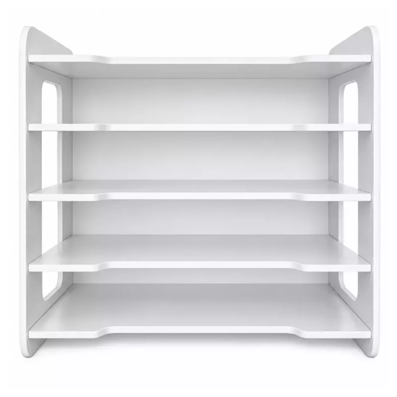 LEAN TOYS Organizer da scrivania in legno, ripiani per documenti A4, bianco