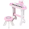 LEAN TOYS Pianoforte-Organo elettronico per bambini con sgabello, microfono, MP3 - rosa