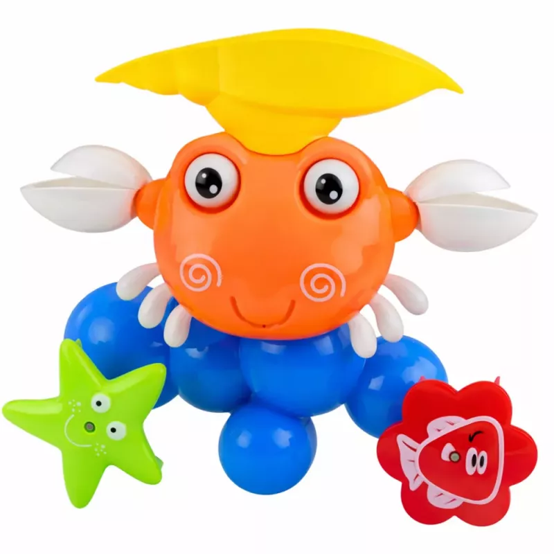 LEAN TOYS Set bagno granchio fontana giocattolo interattivo con ventose