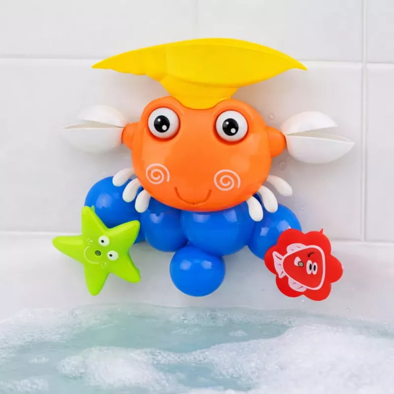 LEAN TOYS Set bagno granchio fontana giocattolo interattivo con ventose