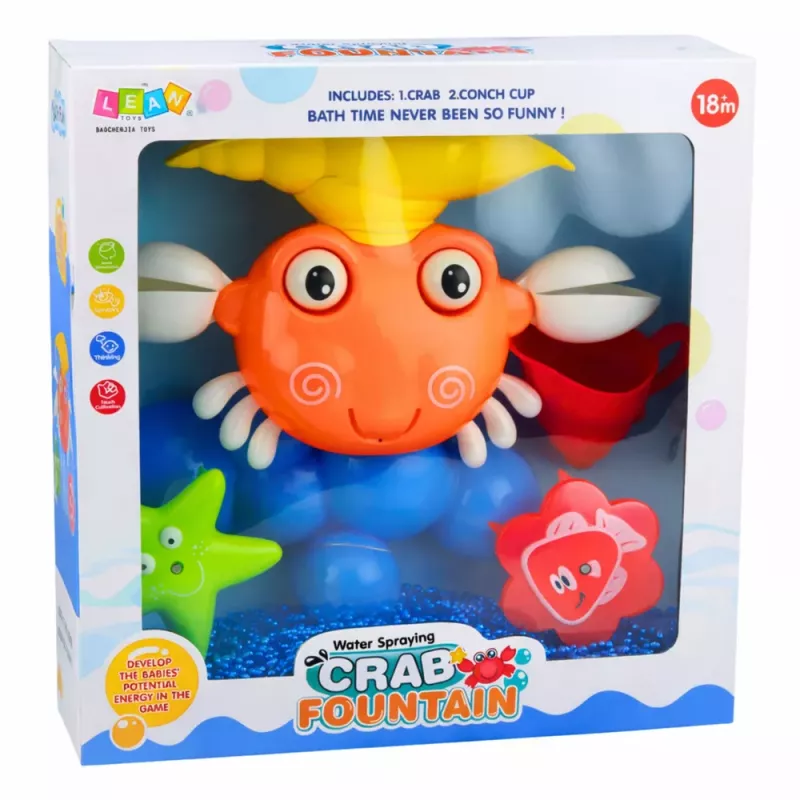 LEAN TOYS Set bagno granchio fontana giocattolo interattivo con ventose