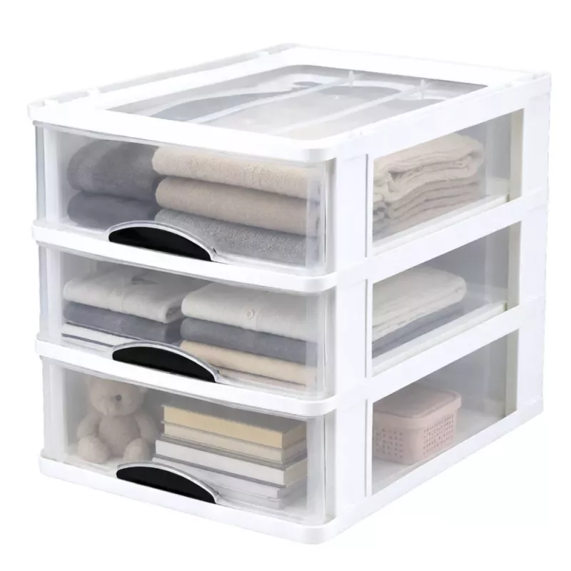 LEAN Organizer multifunzione 3 cassetti contenitore in plastica bianco