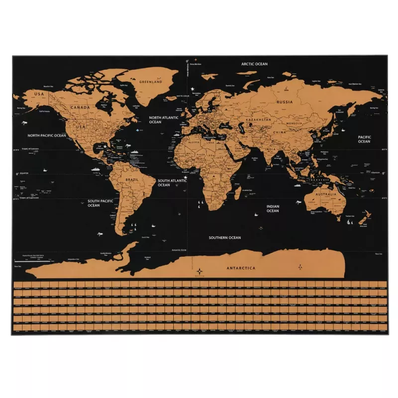 LEAN Poster gratta e scopri mappa del mondo per viaggiatori 82 x 59 cm