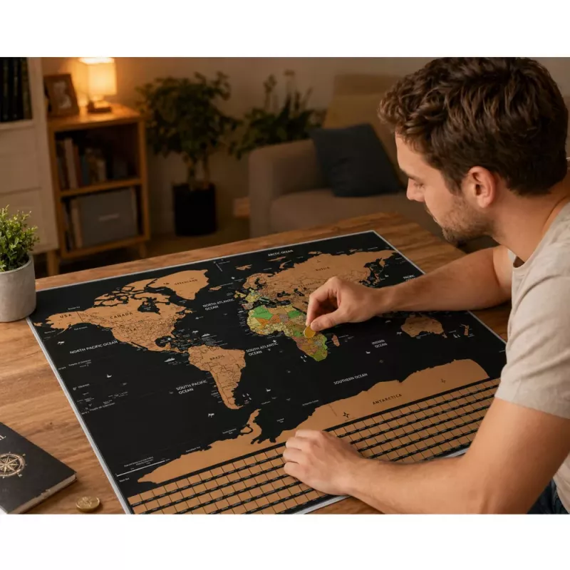 LEAN Poster gratta e scopri mappa del mondo per viaggiatori 82 x 59 cm
