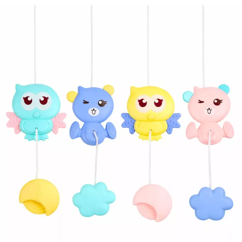 LEAN TOYS Giostrina per culla proiettore 2 in 1 melodie suoni di animali telecomando rosa