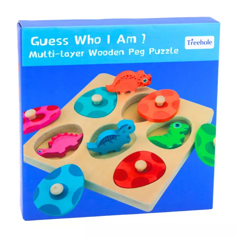 LEAN TOYS Puzzle in legno dinosauri nelle uova gioco memory educativo