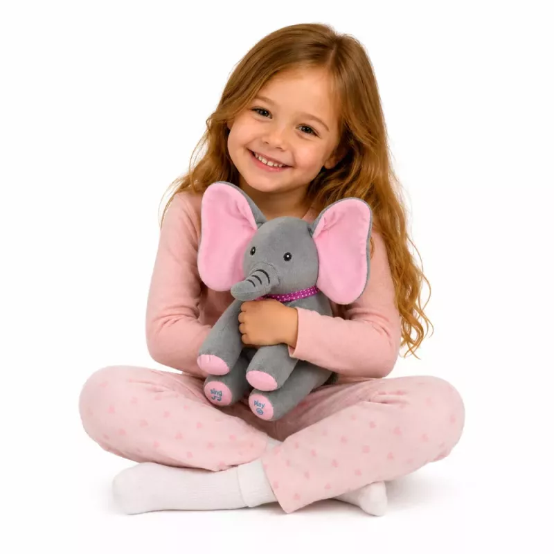 LEAN TOYS Peluche elefante interattivo muove le orecchie suona melodie gioco cucù