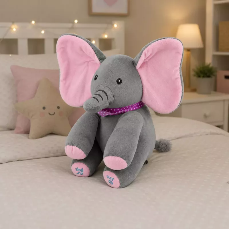 LEAN TOYS Peluche elefante interattivo muove le orecchie suona melodie gioco cucù