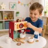 LEAN TOYS Set macchina da caffè in legno piccolo barista tazze accessori