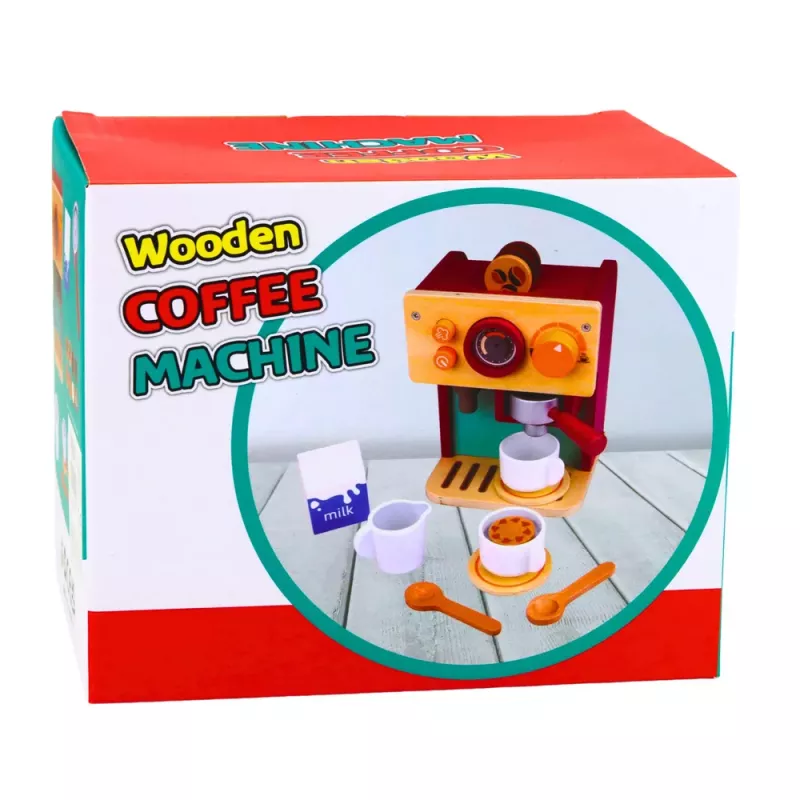 LEAN TOYS Set macchina da caffè in legno piccolo barista tazze accessori