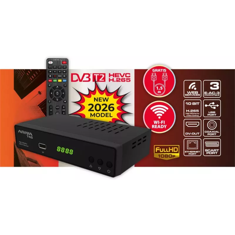 Ferguson Ariva T45 Ricevitore TV digitale DVB-T2 HD con USB PVR