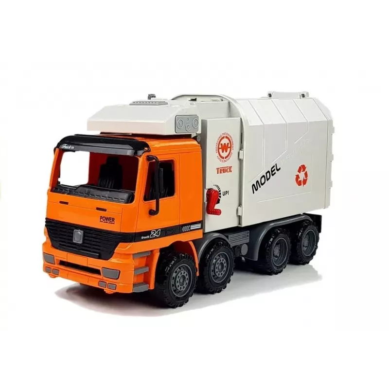 LEAN TOYS Camion della spazzatura con cassonetto a motore