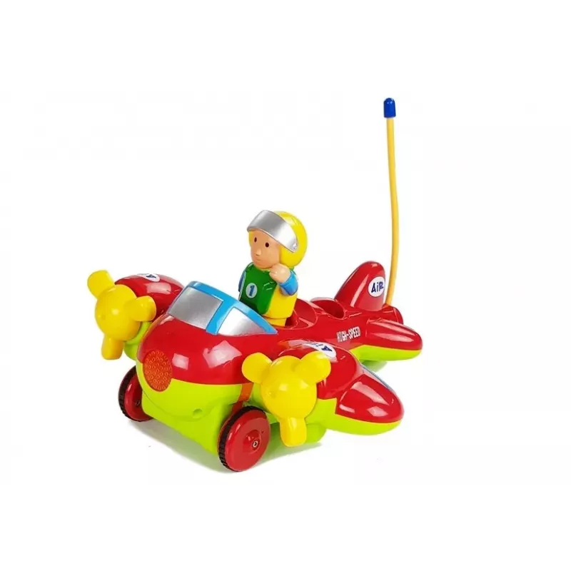 LEAN TOYS Aereo R/C per bambini con radiocomando a volante rosso