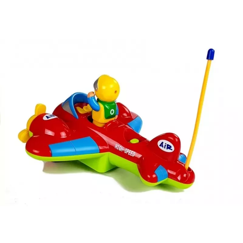 LEAN TOYS Aereo R/C per bambini con radiocomando a volante rosso
