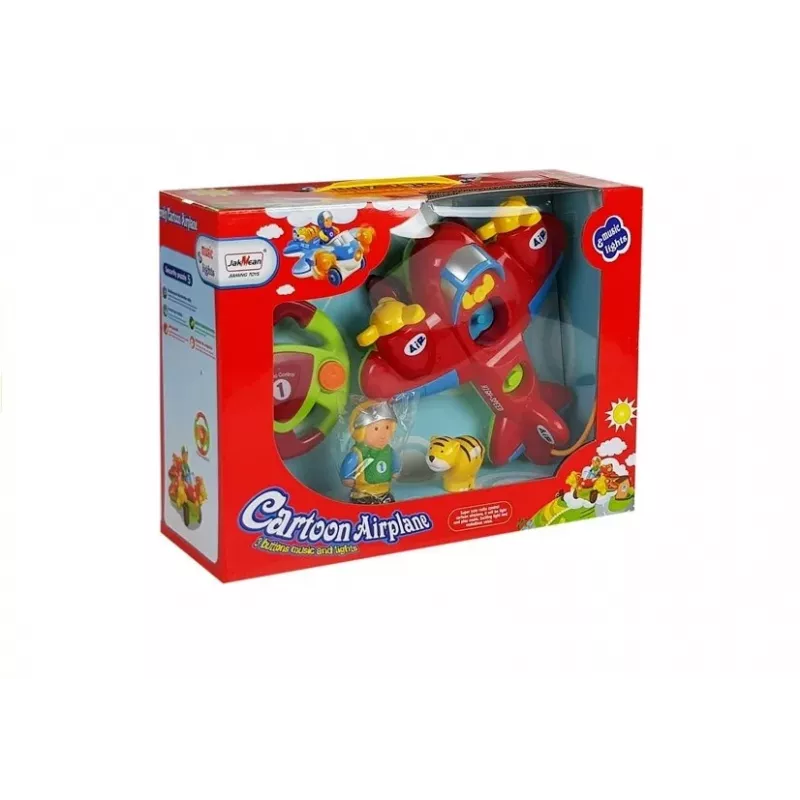 LEAN TOYS Aereo R/C per bambini con radiocomando a volante rosso