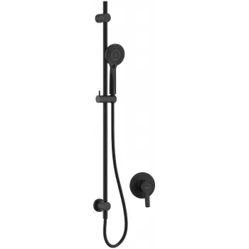 DEANTE set doccia incasso con asta, nero opaco, soffione quadrato 250x250mm, serie Arnika