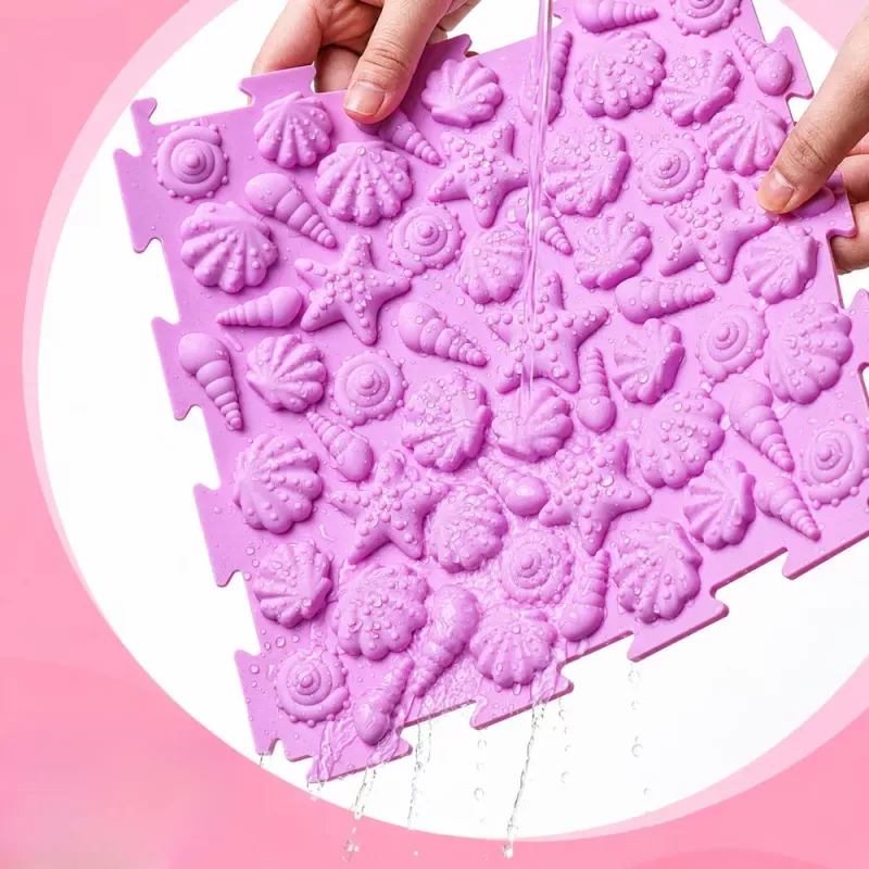 LEAN TOYS tappetino puzzle sensoriale in silicone percorso sensoriale multicolore 25 cm 12 pz.