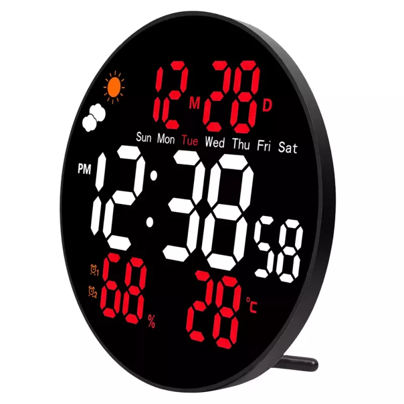 LEAN orologio da parete digitale LED data temperatura umidità allarme telecomando 25 cm